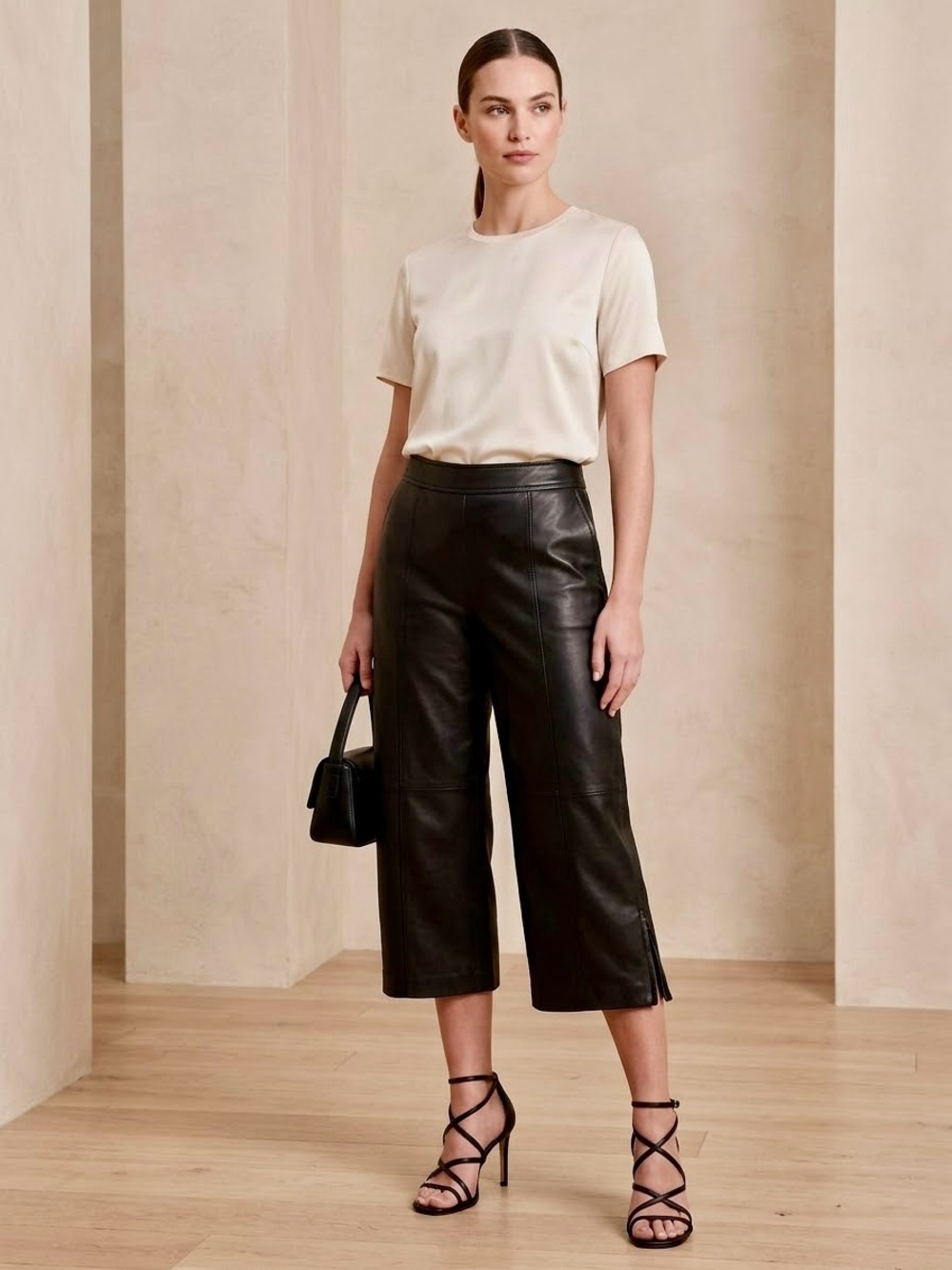 Danier Leather Straight Leg Capri Culottee Cropped Pants Size 10